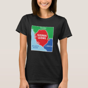 simplified Coloured Map of Sierra Leone Neighbouri T-Shirt