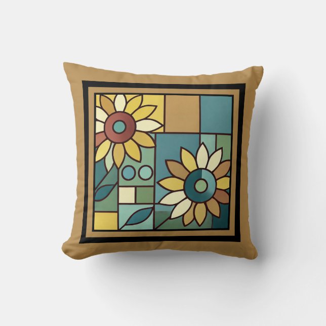 Simplified Sunflower Mosaic Cushion (Front)