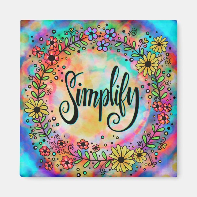 Simplify Hearts Pretty Floral Colourful Inspirivit Magnet (Front)