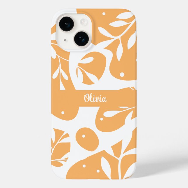 Simplistic Abstract Orange Personalised Floral Case-Mate iPhone Case (Back)