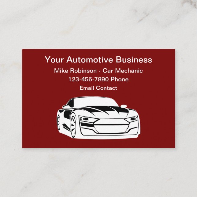Simplistic Automotive Car Mechanic Business Cards  (Front)