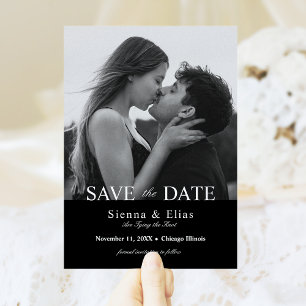 Simplistic Black Tie Black Photo Save The Date