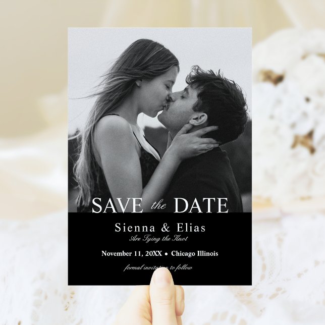 Simplistic Black Tie Black Photo  Save The Date (Creator Uploaded)