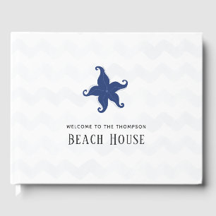 Simplistic Blue and White Beach House Guest Book