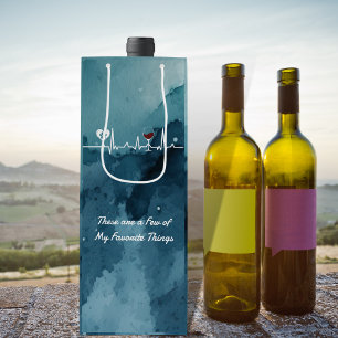 Simplistic Blue Marble Paws and Wine Heartbeat Gift Bag