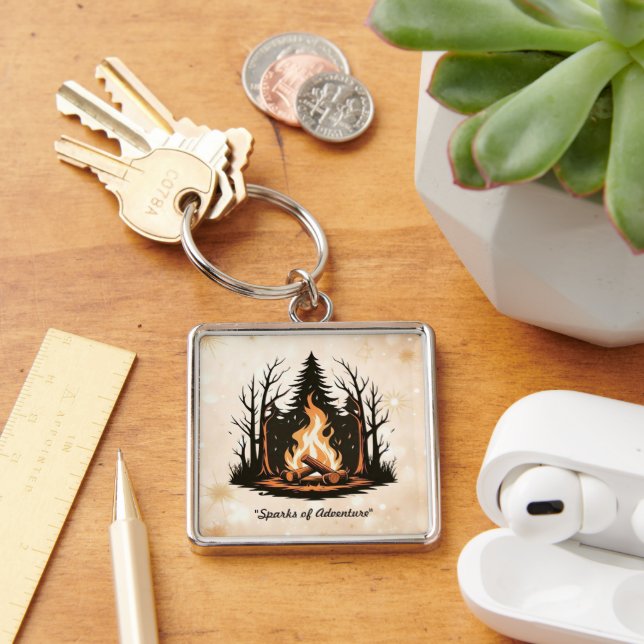 "Simplistic Campfire Art" Key Ring (Desk)