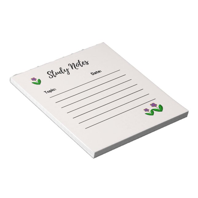 Simplistic Floral Study Notes Notepad (Angled)