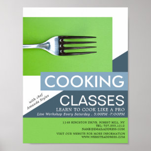 Simplistic Fork, Cooking Classes Advertising Poster
