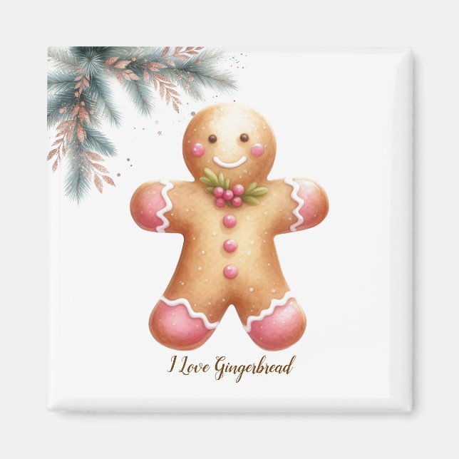 Simplistic Gingerbread Man Cookie Lover Magnet (Front)