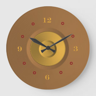 Simplistic Gold and Tan> Wall Clock