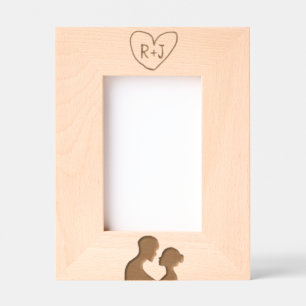 Simplistic Initials Carved Tree Sillhouette Etched Frames