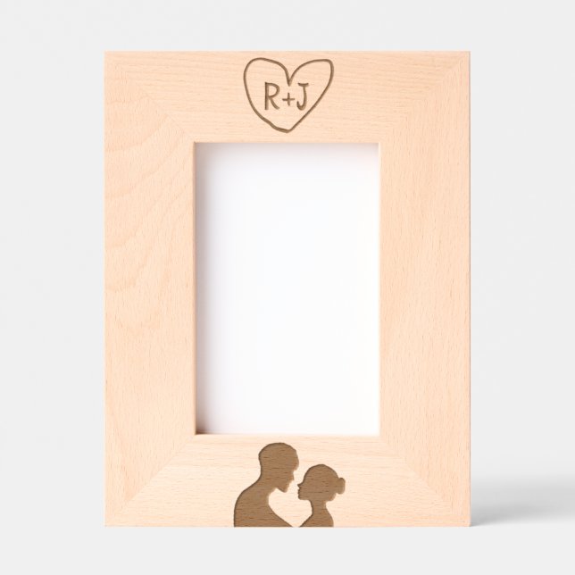 Simplistic Initials Carved Tree Sillhouette Etched Frames (Front)