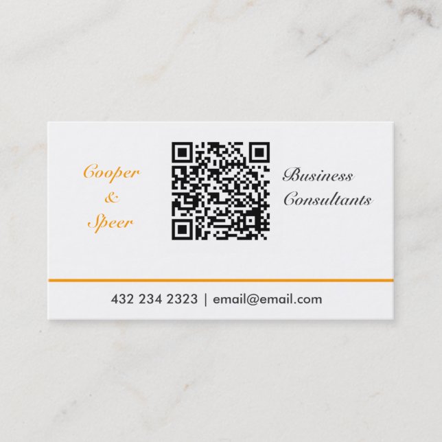 Simplistic Minimalist QR Code Neutral Business Card (Front)
