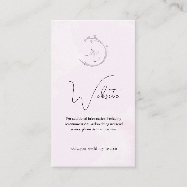Simplistic Monograms Grey Watercolor Lovebirds Enclosure Card (Front)