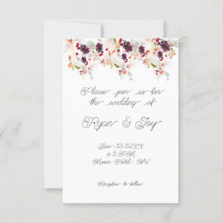 Simplistic Pink/Peach Floral Wedding Invitation