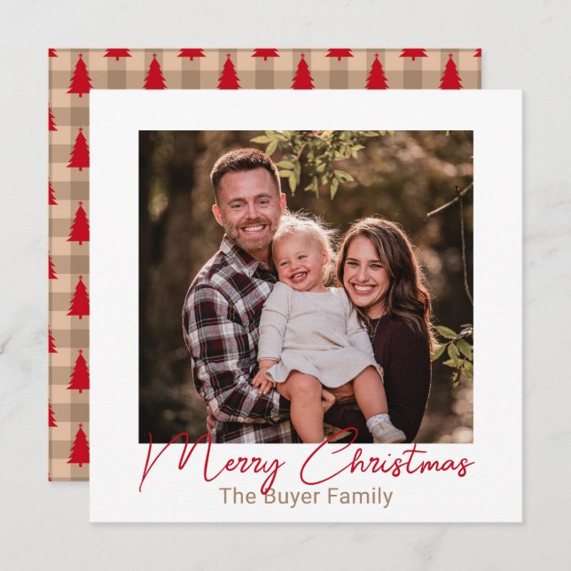 Simplistic Pleasures Red One Photo Christmas Card (Front/Back)