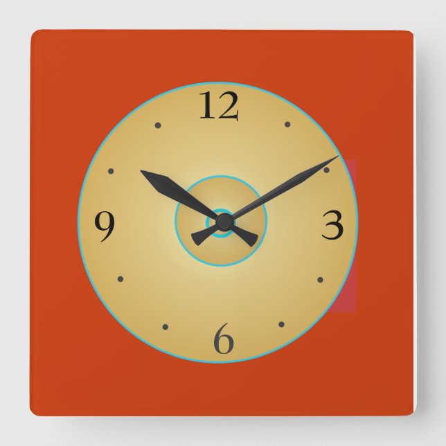 Simplistic Red Yellow with Green>Kitchen Clock (Front)