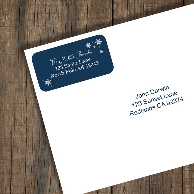 Simplistic Snowflakes Blue Return Address Label (Creator Uploaded)