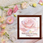 Simplistic Solitary Pink Rose Wedding Signature  Gift Box<br><div class="desc">Are you searching for a personalised keepsake box to store cherished memories from your wedding day? This elegant keepsake box, featuring the names of the husband and wife, the wedding date, and a solitary pale pink rose design, is the perfect choice. It allows you to preserve and protect your precious...</div>