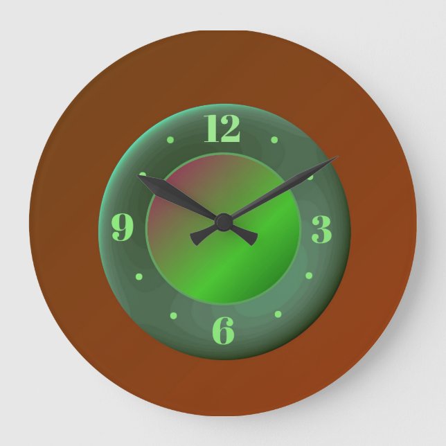 Simplistic Tan with Green Centre Large Clock (Front)