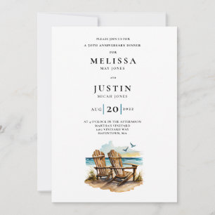 Simplistic wedding anniversary beach chair invitation