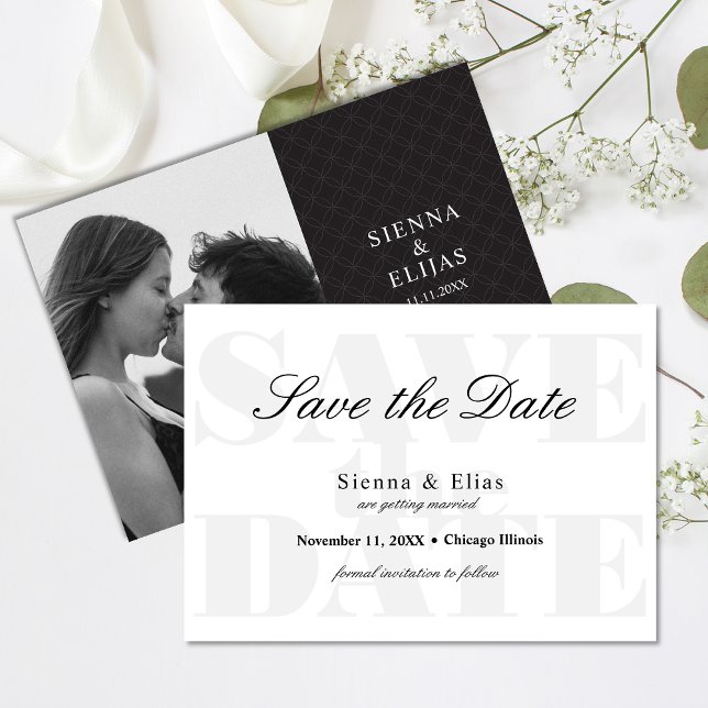 Simplistic White Black Photo Save The Date (Creator Uploaded)