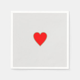 Simplistic White Napkin with Red Heart Centre