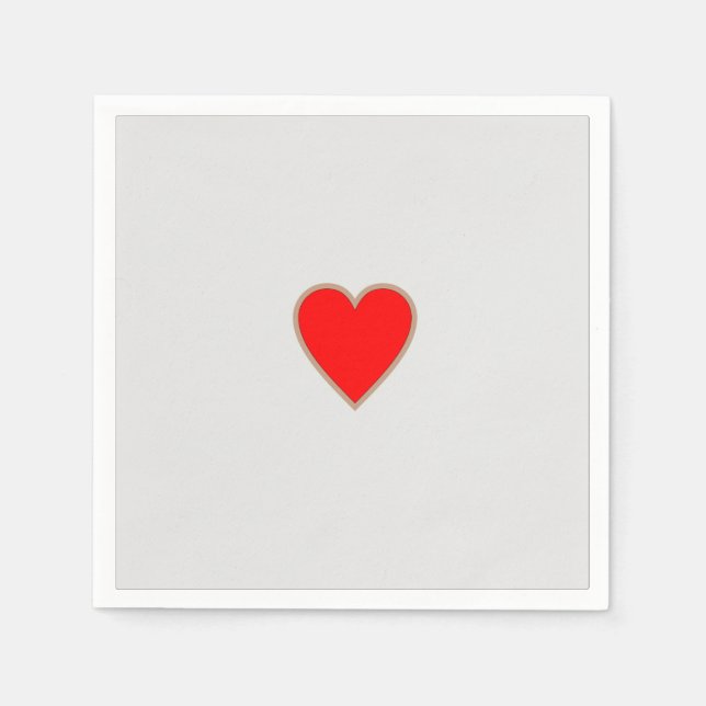 Simplistic White Napkin with Red Heart Centre (Front)