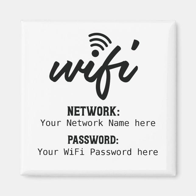 Simplistic WiFi Details Network Password Magnet (Front)