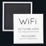 Simplistic WiFi Details Network Password White Magnet<br><div class="desc">Keep your WiFi details always handy on your fridge for easy access, with purely the relevant information in simplistic elegant typography which you can easily personalise with your own network information and password. You can also change the white background to another colour if you wish via the customise further option....</div>