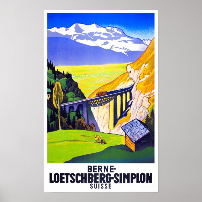 Simplon Pass Switzerland vintage travel Poster (Front)