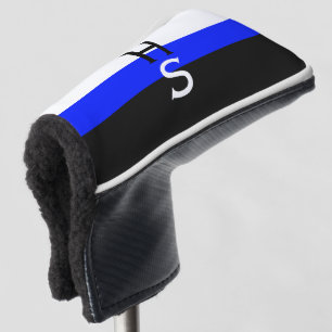 Simply 2 colours & stripe royal blue + monogram golf head cover