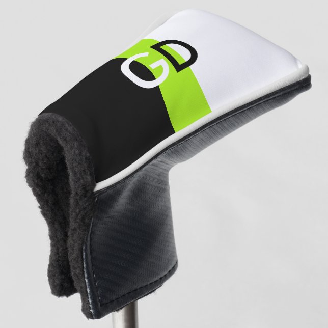 Simply 2 colours & stripe spring green golf head cover (3/4 Front)