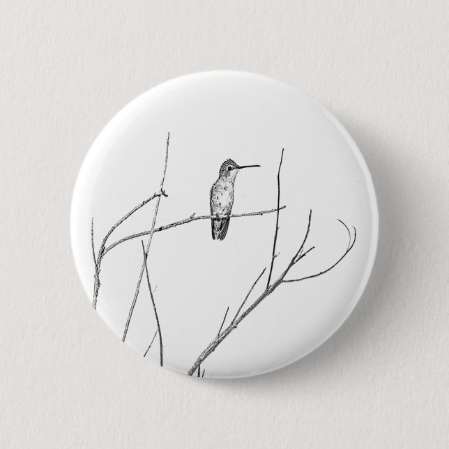 Simply a Hummingbird on a stick 6 Cm Round Badge (Front)