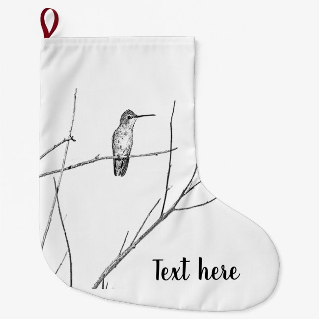 Simply a Hummingbird on a stick Large Christmas Stocking (Front)
