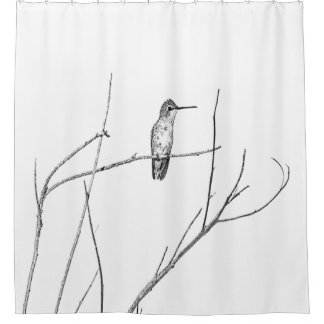 Simply a Hummingbird on a stick Shower Curtain