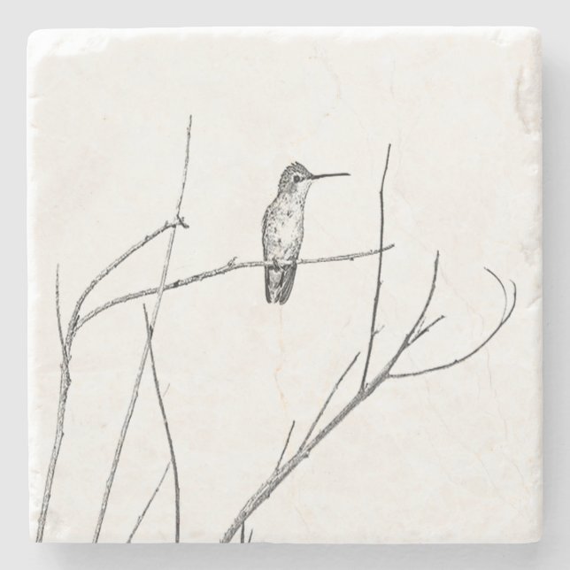 Simply a Hummingbird on a stick Stone Coaster (Front)