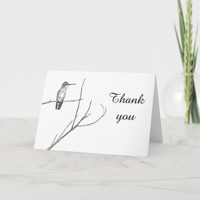 simply a Hummingbird on a stick thank you Card (Front)