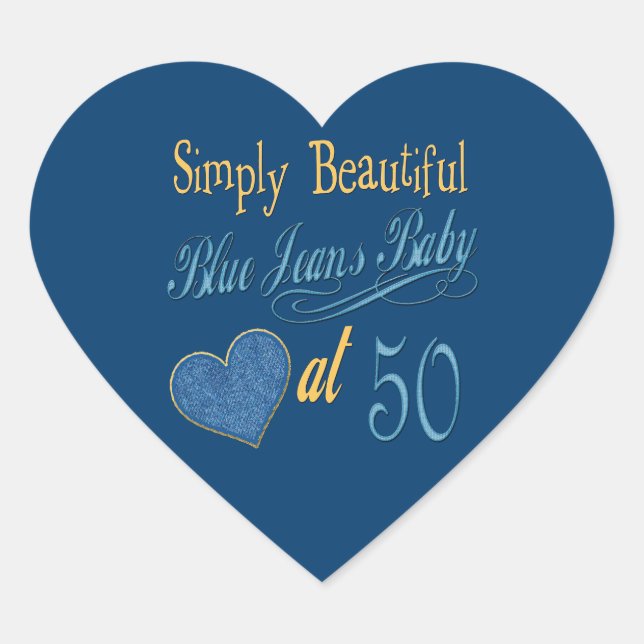 Simply Beautiful 50th Birthday Heart Sticker (Front)