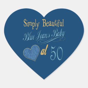 Simply Beautiful 50th Birthday Heart Sticker