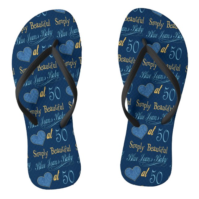 Simply Beautiful 50th Birthday Thongs (Footbed)