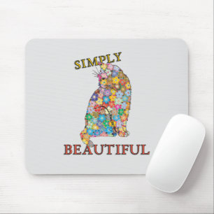 Simply Beautiful Colourful Flowers Cat Love Mouse Pad
