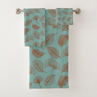 Simply Beautiful, Minimal Botanical Leaves Bath Towel Set
