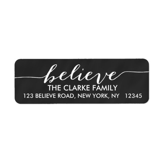 Simply Believe Chalkboard Holiday Greeting Return Address Label