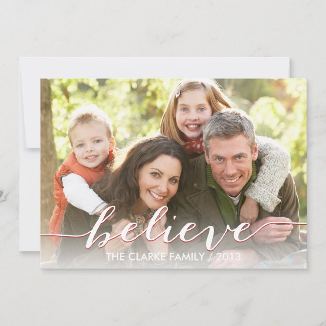 Simply Believe Holiday Photo Card | Red (Front)