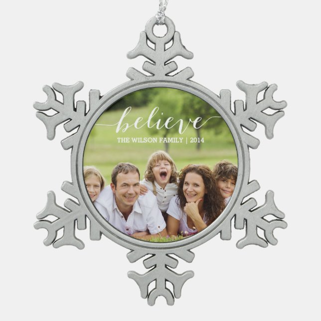 Simply Believe | Holiday Photo Ornament (Front)