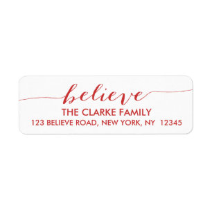 Simply Believe Red Return Address Label