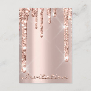 Simply Birthday Bridal Rose Drips Spark Glitter Invitation