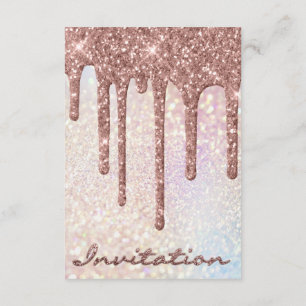 Simply Birthday Bridal Rose Gold Drips Glitter Invitation