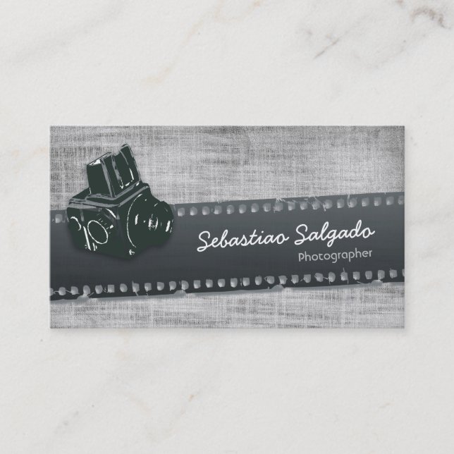Simply Black and White Photographer Camera Lens Business Card (Front)